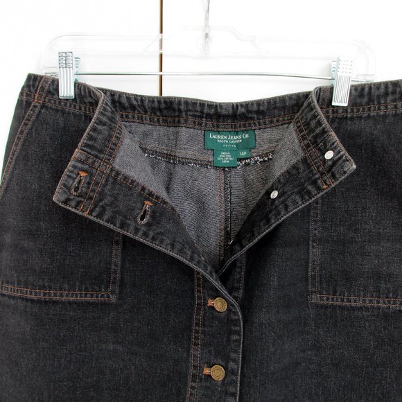 Lauren Jeans Co LRL Button-up Dark Wash Mini Skirt - Picture 3 of 10